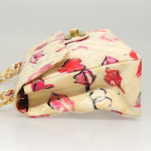 CHANEL Matelasse Chain Shoulder Bag Vinyl Coating White Gold CC Auth 1 - Picture 5 of 15